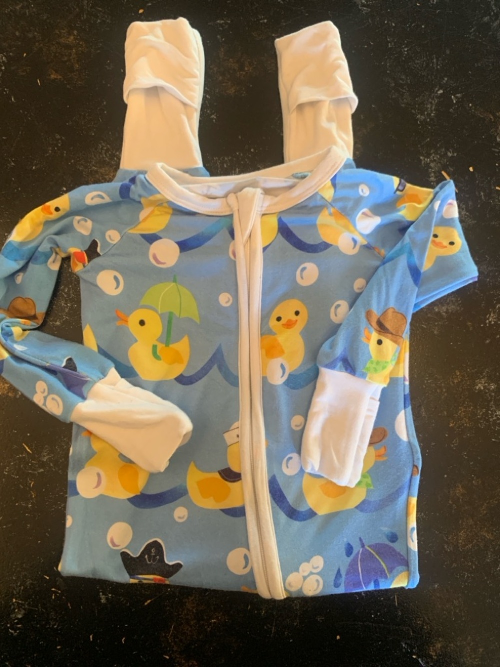 Little Sleepies Blue Duck Print Zip-Up Rashguard